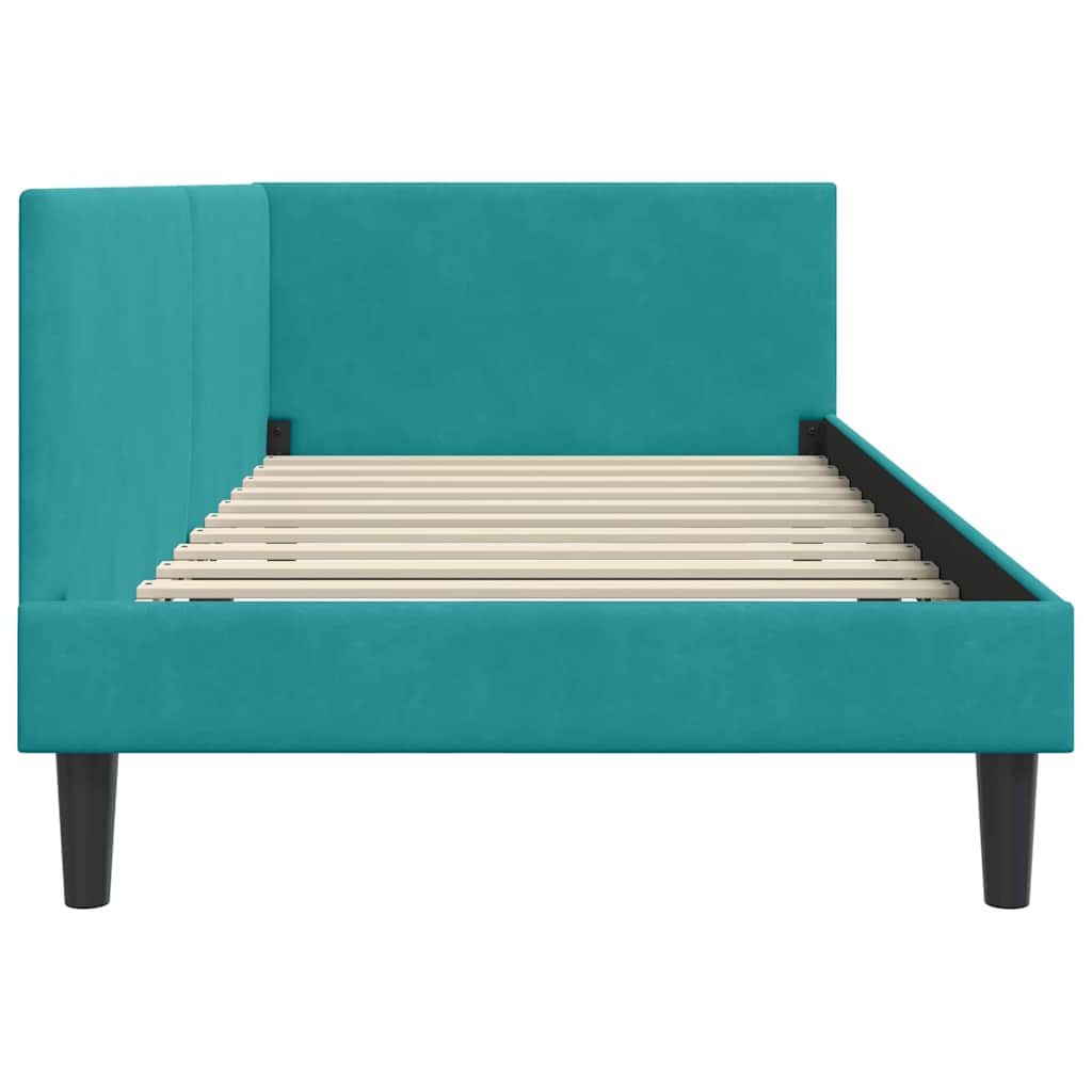 Eckbettgestell mit Kopfteil Türkis 80 cm x 200 cm Samt