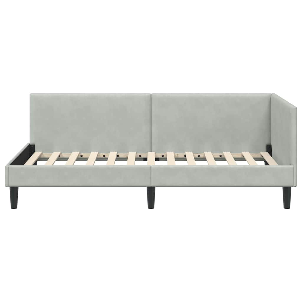 Eckbettgestell mit Kopfteil Hellgrau 90 cm x 190 cm Samt