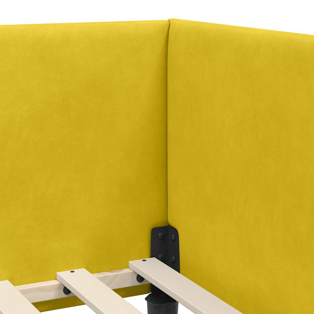 Eckbettgestell mit Kopfteil Gelb 90 cm x 190 cm Samt