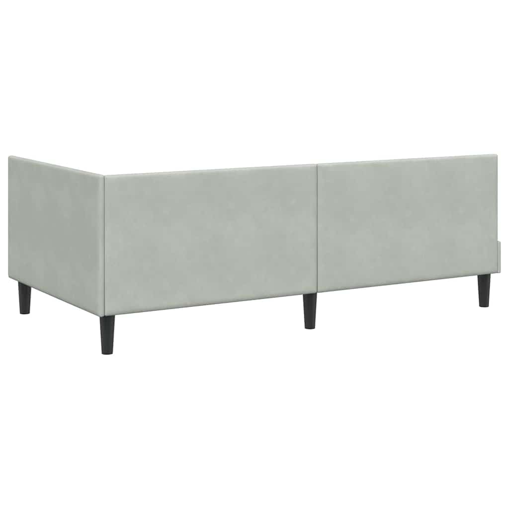 Eckbettgestell mit Kopfteil Hellgrau 90 cm x 200 cm Samt