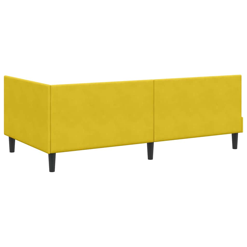 Eckbettgestell mit Kopfteil Gelb 90 cm x 200 cm Samt