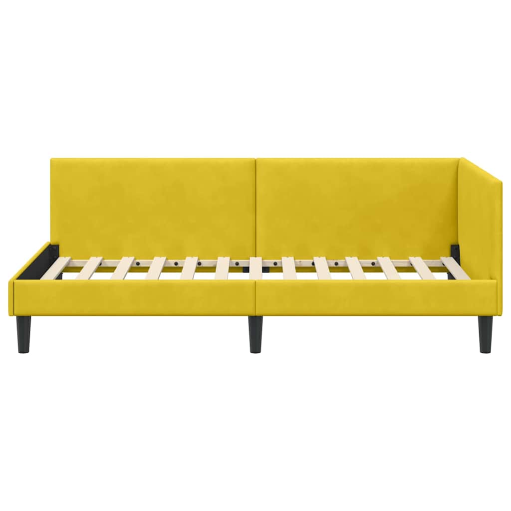 Eckbettgestell mit Kopfteil Gelb 90 cm x 200 cm Samt