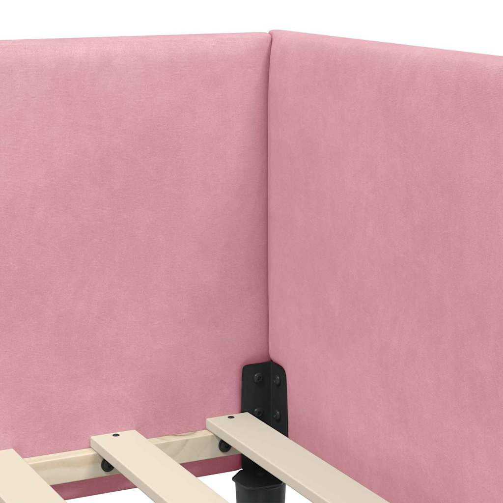 Eckbettgestell mit Kopfteil Rosa 100 cm x 200 cm Samt