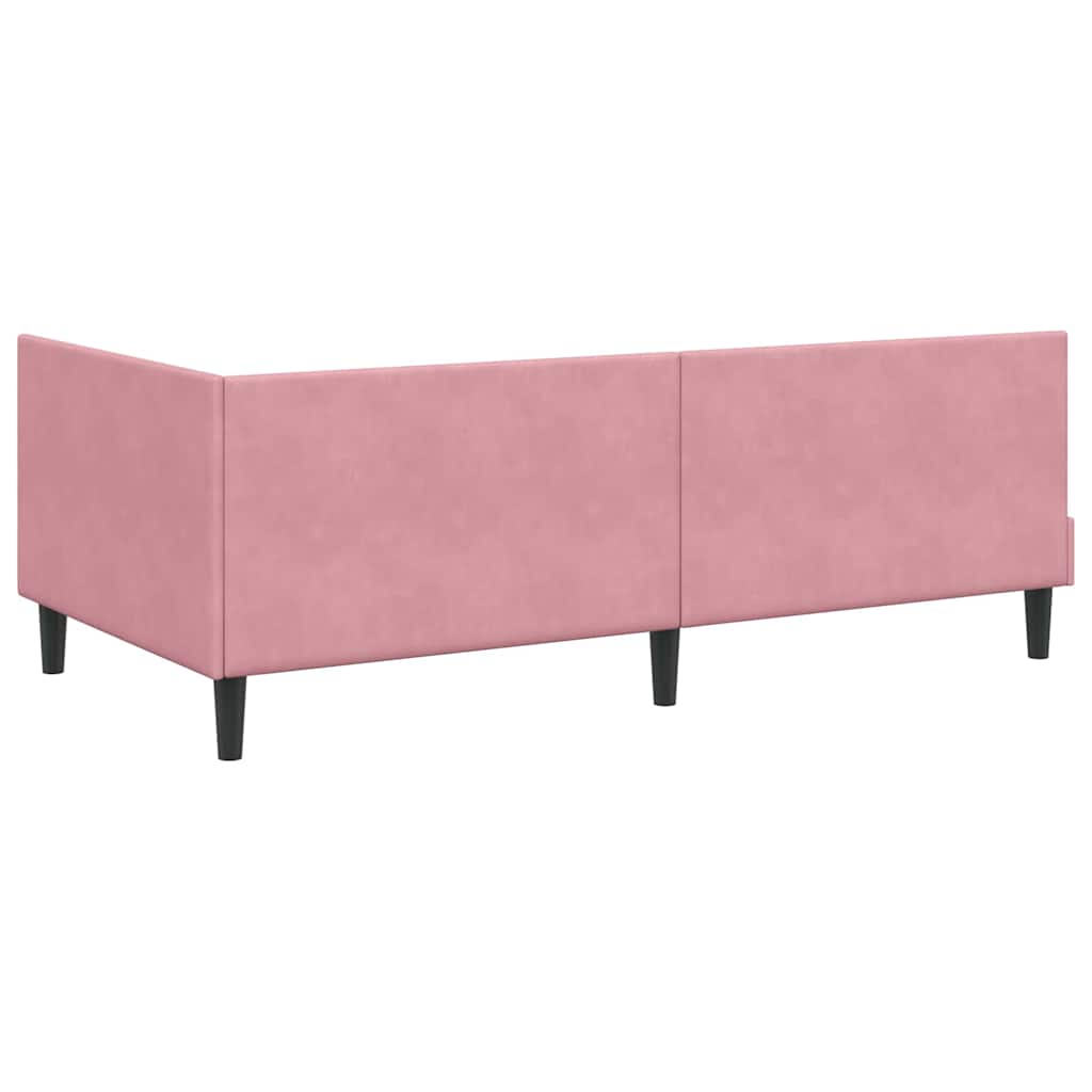 Eckbettgestell mit Kopfteil Rosa 100 cm x 200 cm Samt