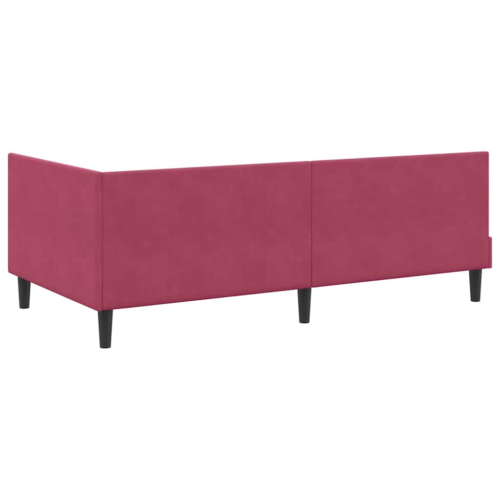 Eckbettgestell mit Kopfteil Weinrot 100 cm x 200 cm Samt
