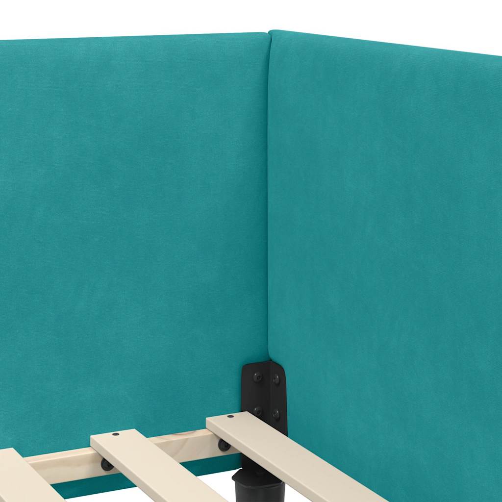 Eckbettgestell mit Kopfteil Türkis 100 cm x 200 cm Samt