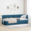 Eckbettgestell mit Kopfteil Blau 80 cm x 200 cm Samt