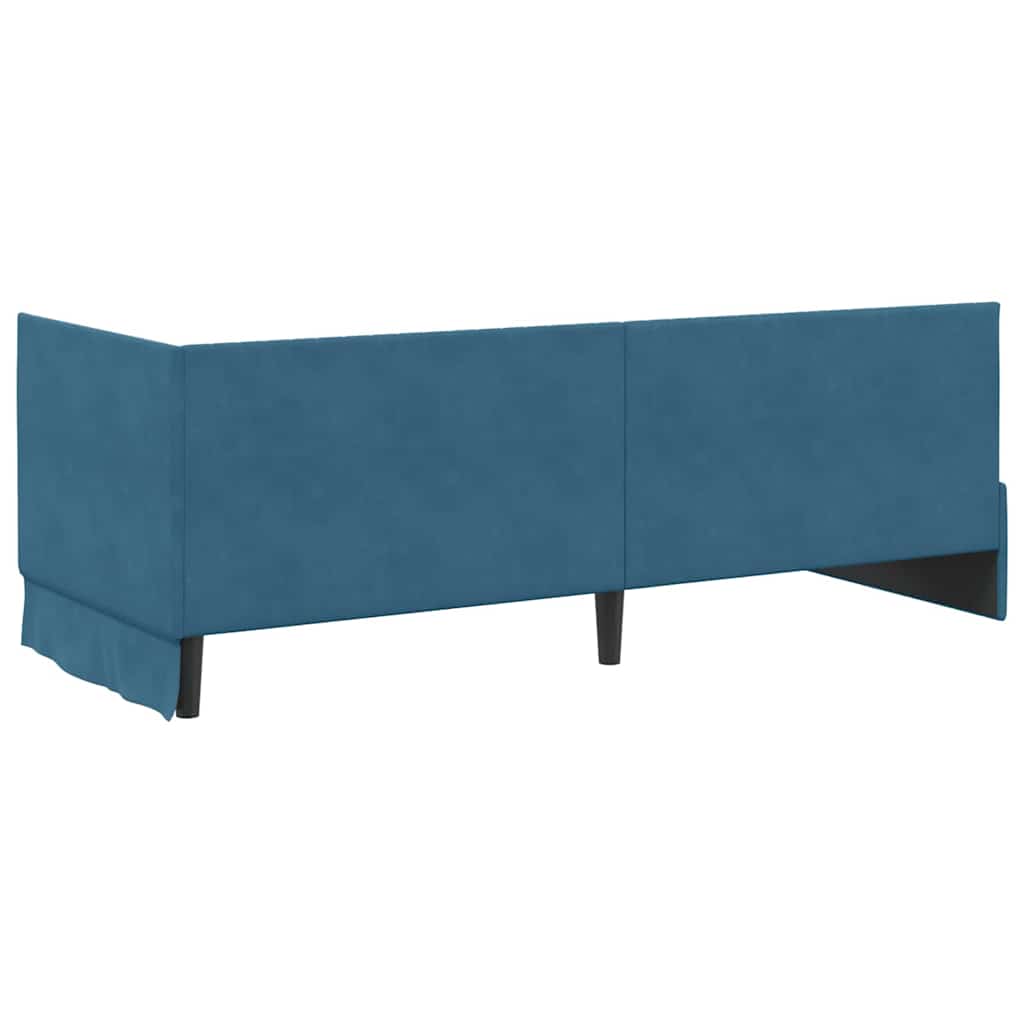Eckbettgestell mit Kopfteil Blau 80 cm x 200 cm Samt