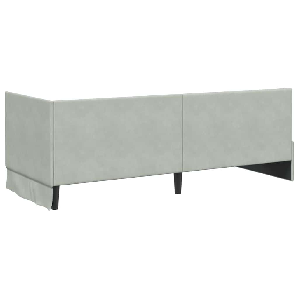 Eckbettgestell mit Kopfteil Hellgrau 80 cm x 200 cm Samt