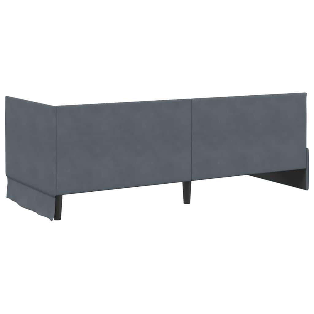 Eckbettgestell mit Kopfteil Dunkelgrau 80 cm x 200 cm Samt