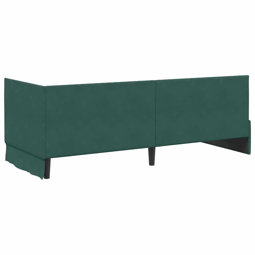 Eckbettgestell mit Kopfteil Dunkelgrün 80 cm x 200 cm Samt