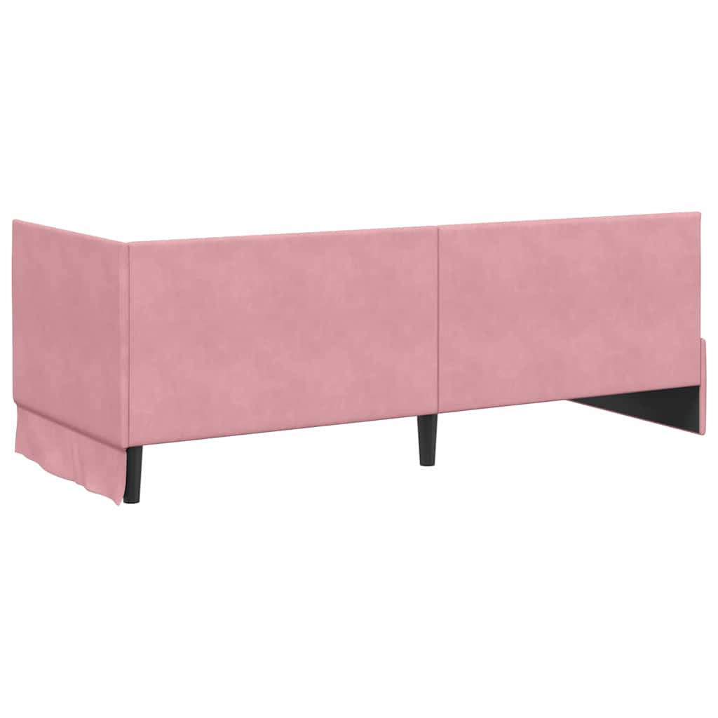 Eckbettgestell mit Kopfteil Rosa 80 cm x 200 cm Samt