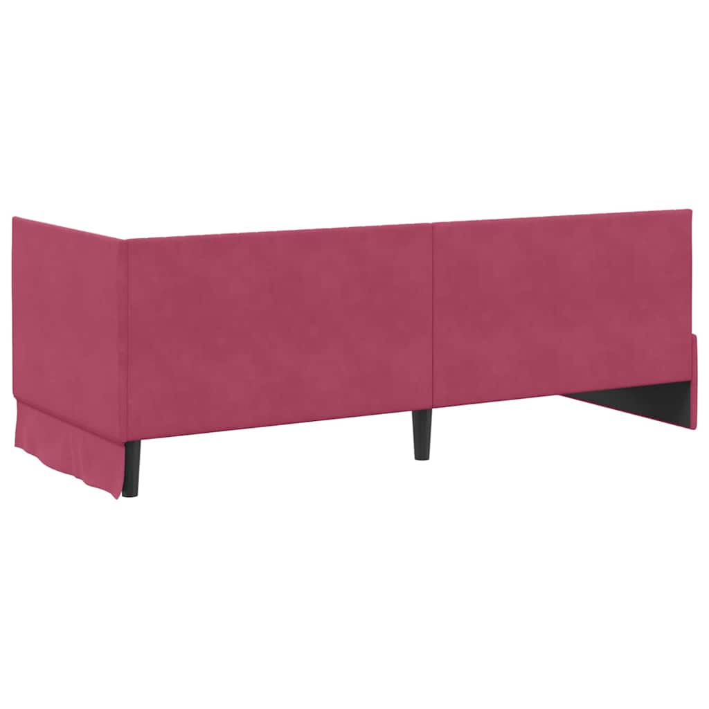 Eckbettgestell mit Kopfteil Weinrot 80 cm x 200 cm Samt