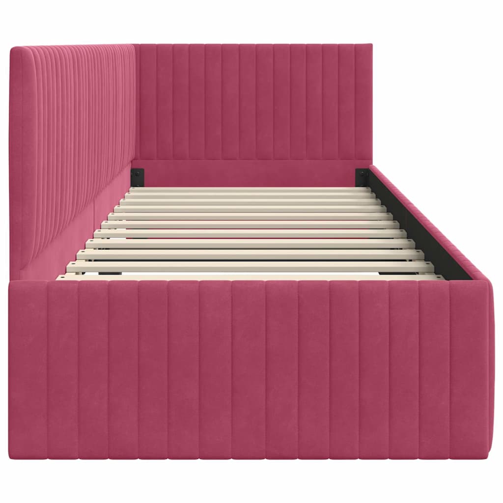 Eckbettgestell mit Kopfteil Weinrot 80 cm x 200 cm Samt