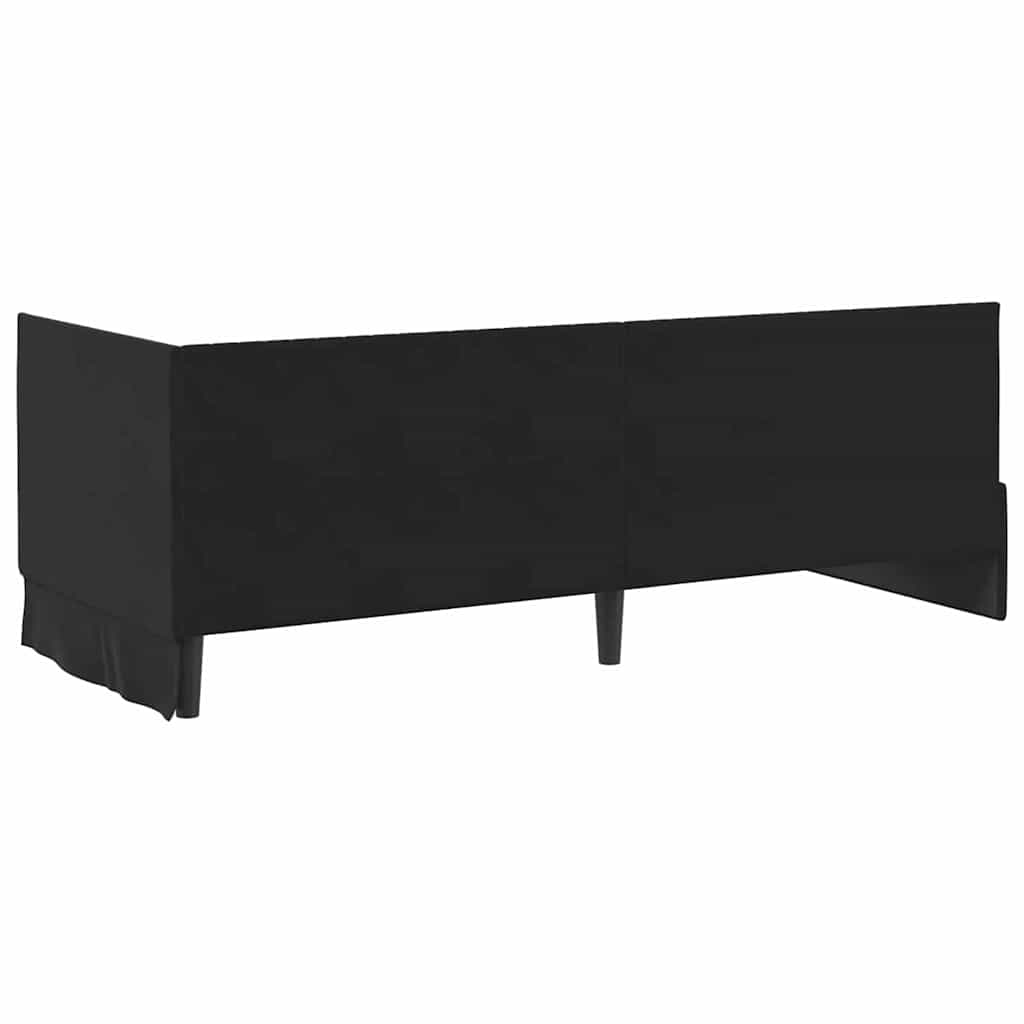 Eckbettgestell mit Kopfteil Schwarz 80 cm x 200 cm Samt