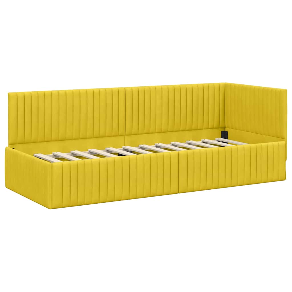 Eckbettgestell mit Kopfteil Gelb 80 cm x 200 cm Samt