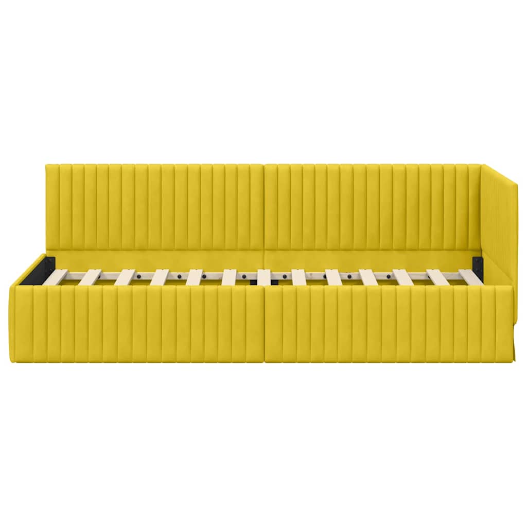 Eckbettgestell mit Kopfteil Gelb 80 cm x 200 cm Samt