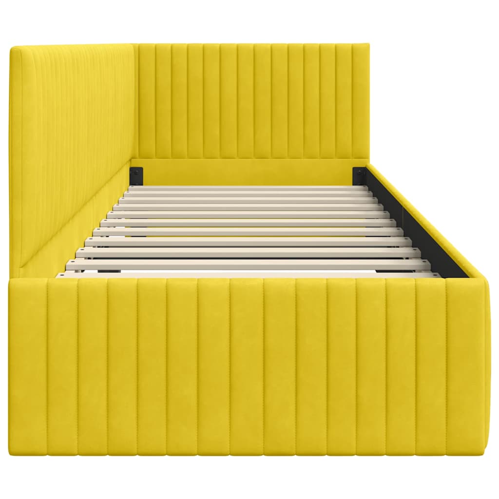 Eckbettgestell mit Kopfteil Gelb 80 cm x 200 cm Samt