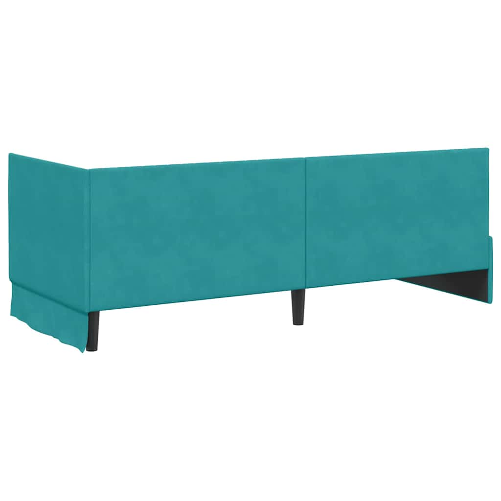 Eckbettgestell mit Kopfteil Türkis 80 cm x 200 cm Samt