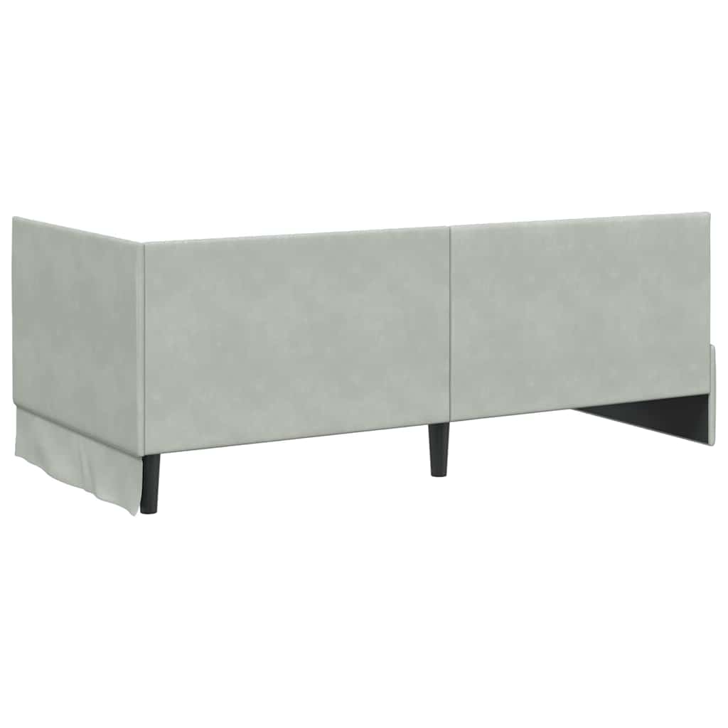 Eckbettgestell mit Kopfteil Hellgrau 90 cm x 190 cm Samt