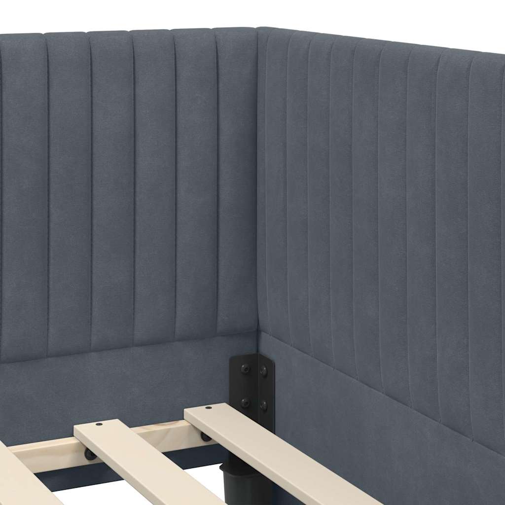 Eckbettgestell mit Kopfteil Dunkelgrau 90 cm x 190 cm Samt