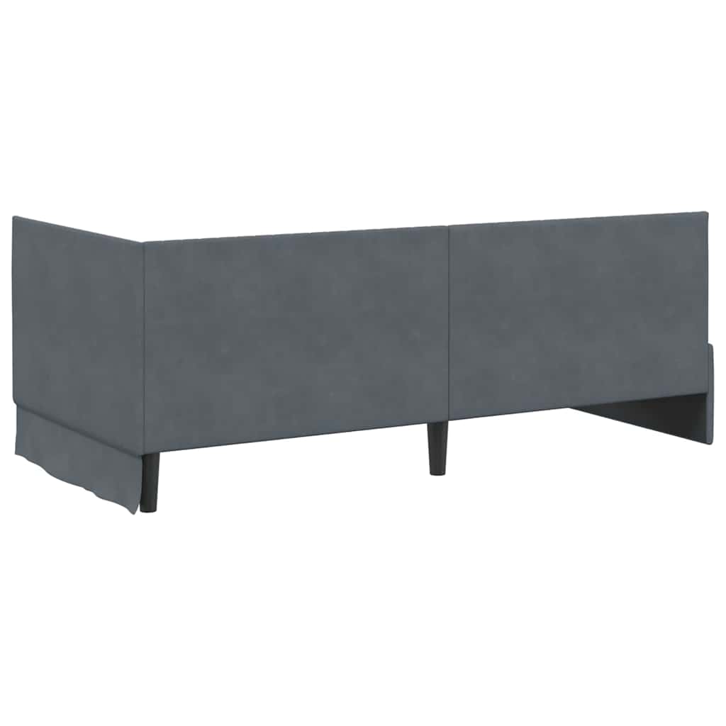 Eckbettgestell mit Kopfteil Dunkelgrau 90 cm x 190 cm Samt