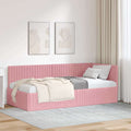 Eckbettgestell mit Kopfteil Rosa 90 cm x 190 cm Samt