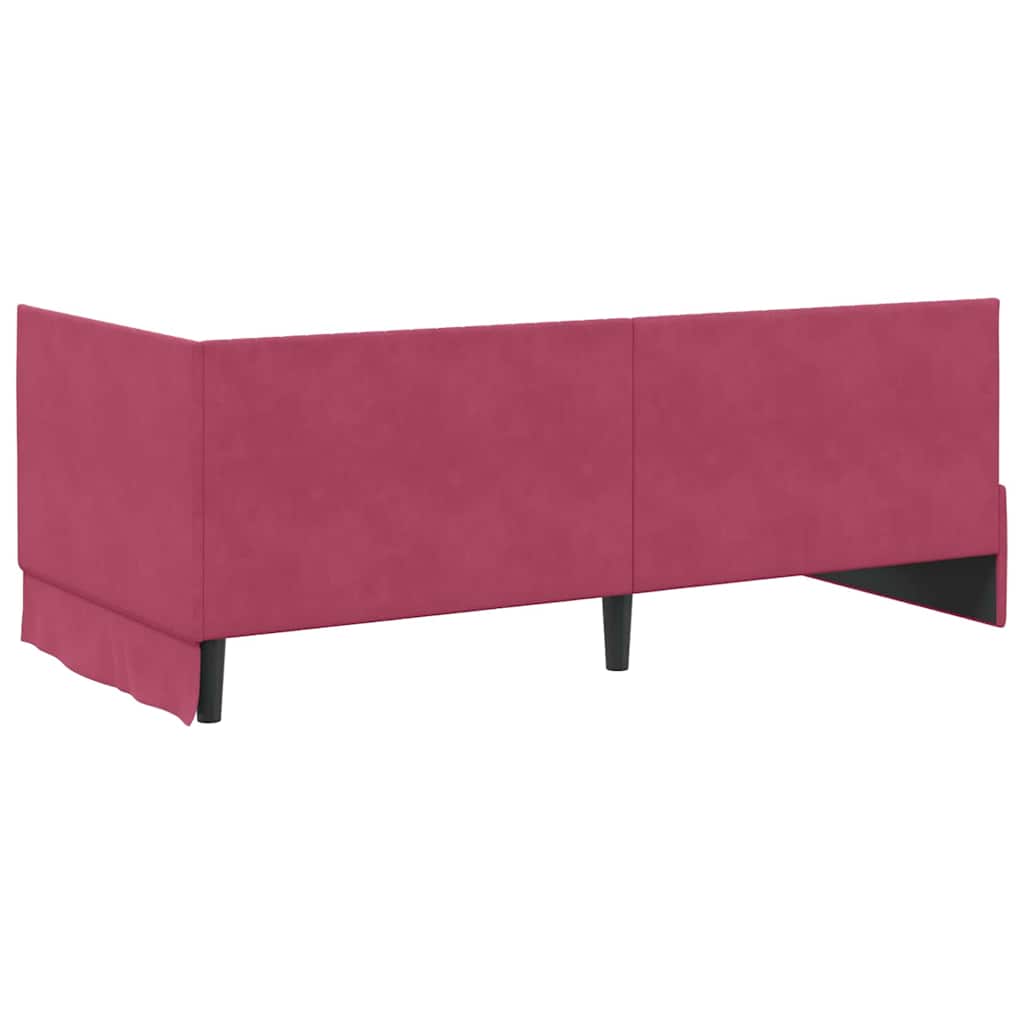 Eckbettgestell mit Kopfteil Weinrot 90 cm x 190 cm Samt