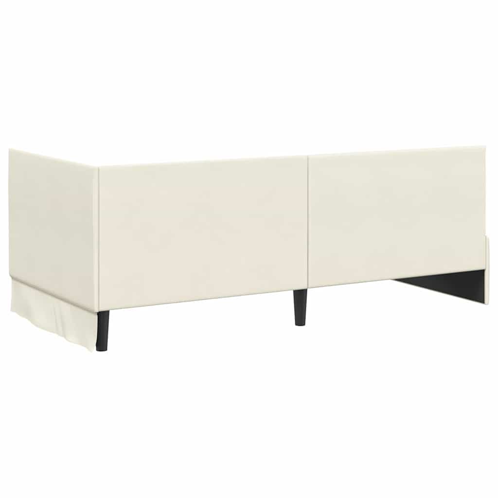Eckbettgestell mit Kopfteil Creme 90 cm x 190 cm Samt