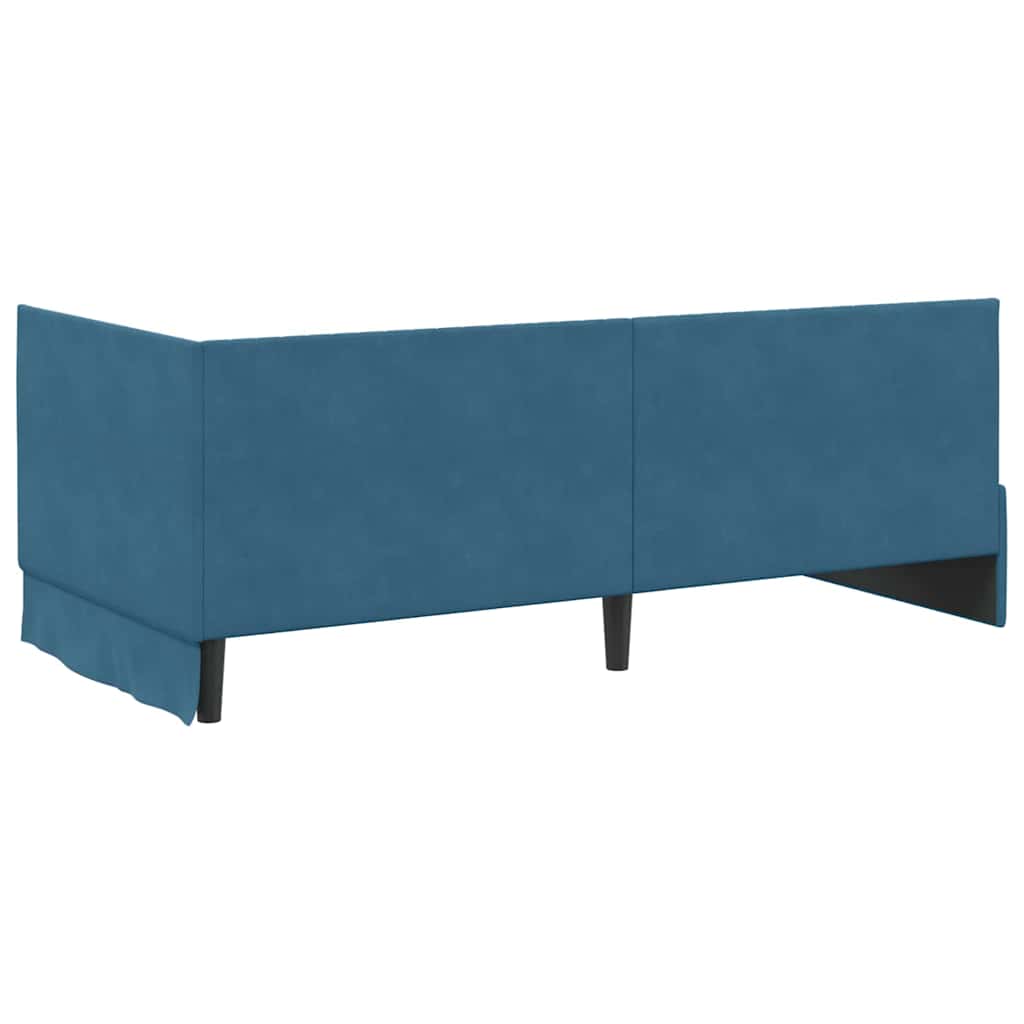Eckbettgestell mit Kopfteil Blau 90 cm x 200 cm Samt