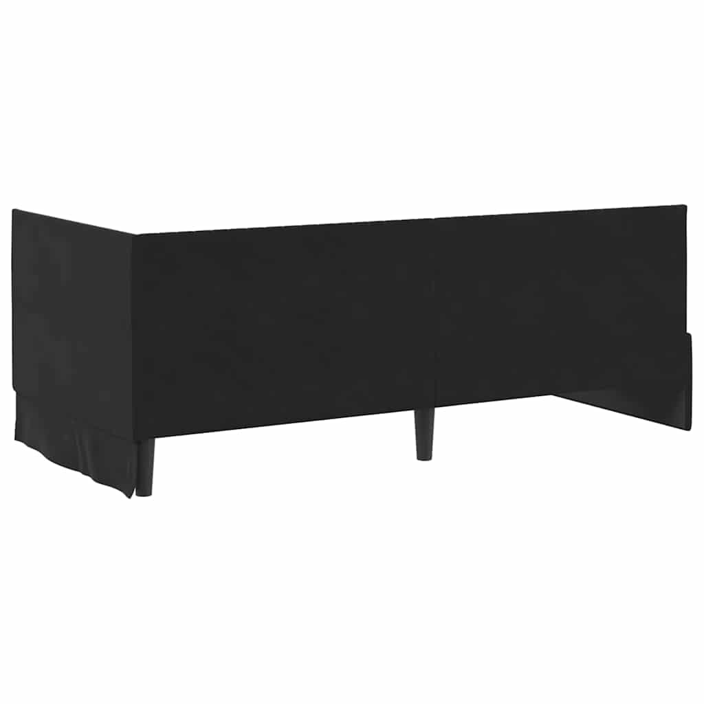 Eckbettgestell mit Kopfteil Schwarz 90 cm x 200 cm Samt