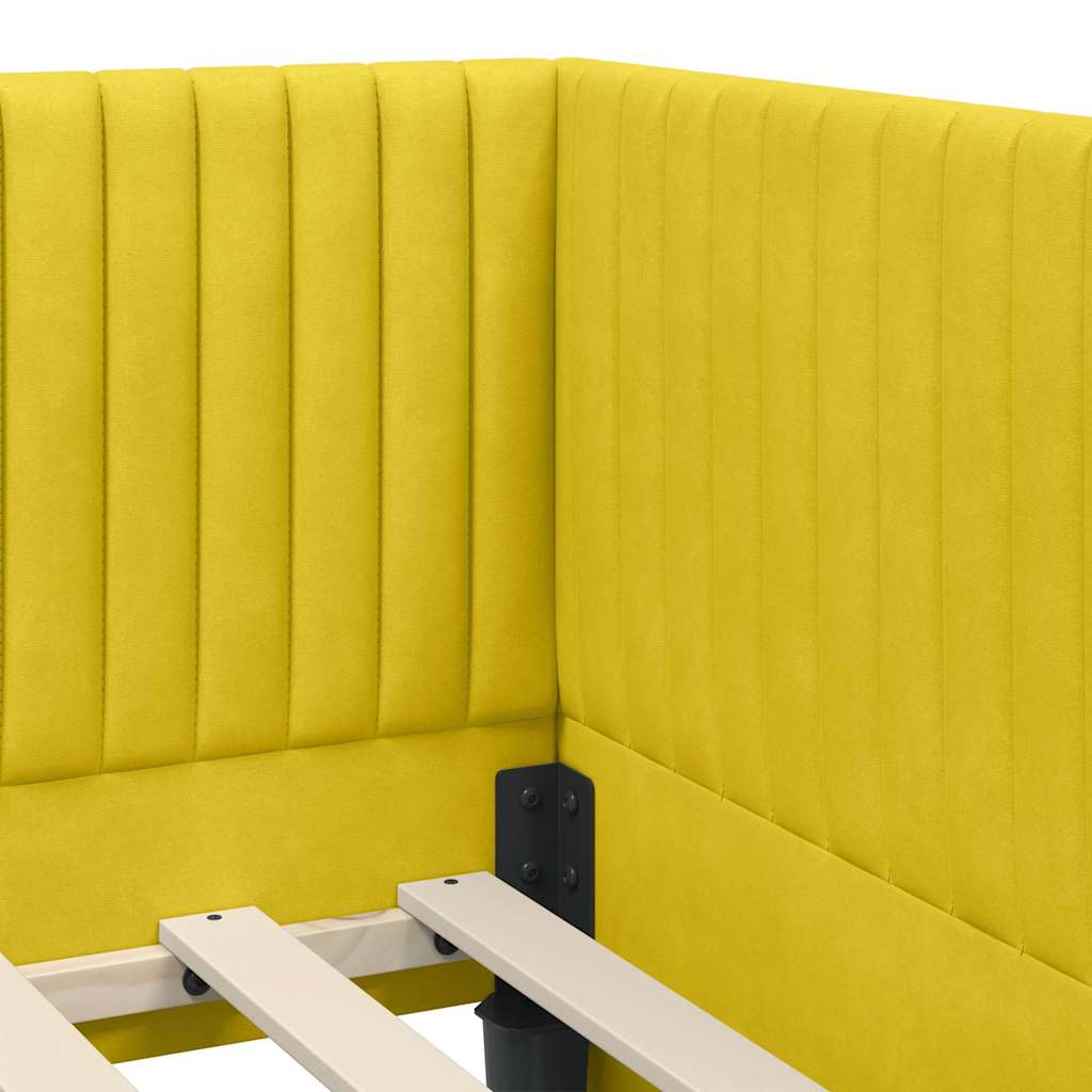 Eckbettgestell mit Kopfteil Gelb 90 cm x 200 cm Samt