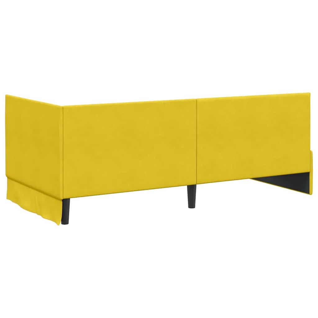 Eckbettgestell mit Kopfteil Gelb 90 cm x 200 cm Samt