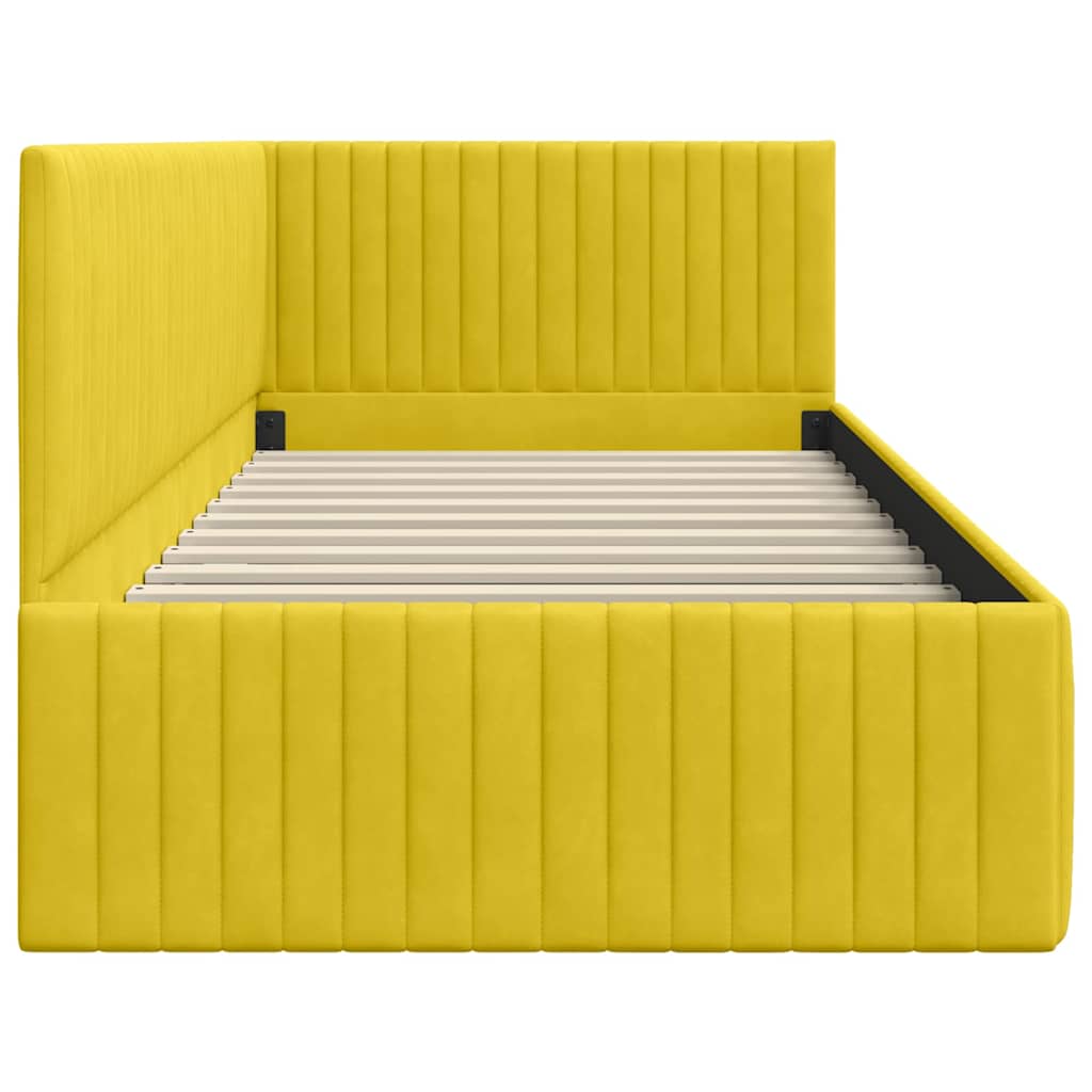 Eckbettgestell mit Kopfteil Gelb 90 cm x 200 cm Samt
