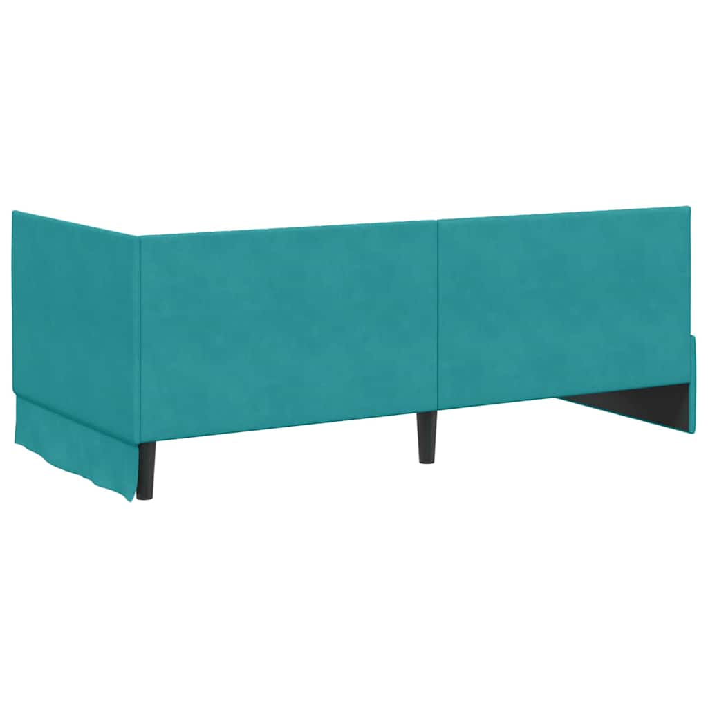 Eckbettgestell mit Kopfteil Türkis 90 cm x 200 cm Samt