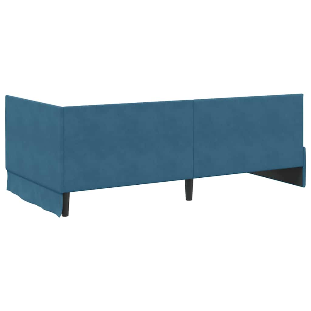 Eckbettgestell mit Kopfteil Blau 100 cm x 200 cm Samt
