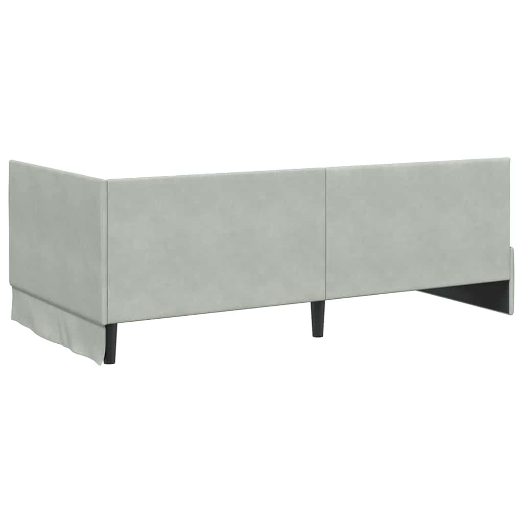 Eckbettgestell mit Kopfteil Hellgrau 100 cm x 200 cm Samt