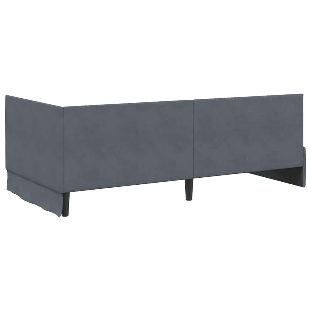 Eckbettgestell mit Kopfteil Dunkelgrau 100 cm x 200 cm Samt