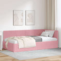 Eckbettgestell mit Kopfteil Rosa 100 cm x 200 cm Samt