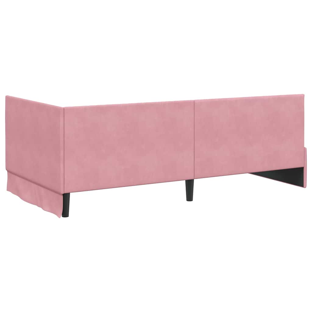 Eckbettgestell mit Kopfteil Rosa 100 cm x 200 cm Samt
