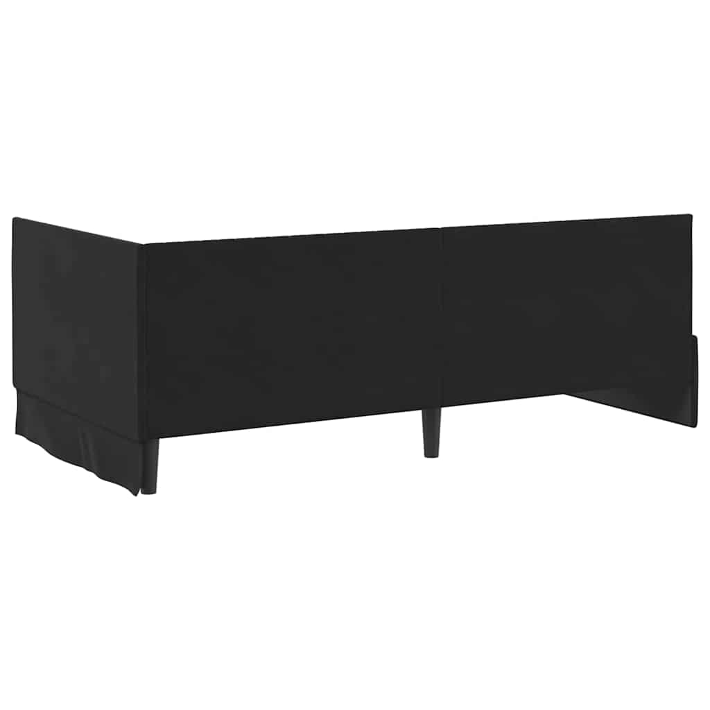 Eckbettgestell mit Kopfteil Schwarz 100 cm x 200 cm Samt