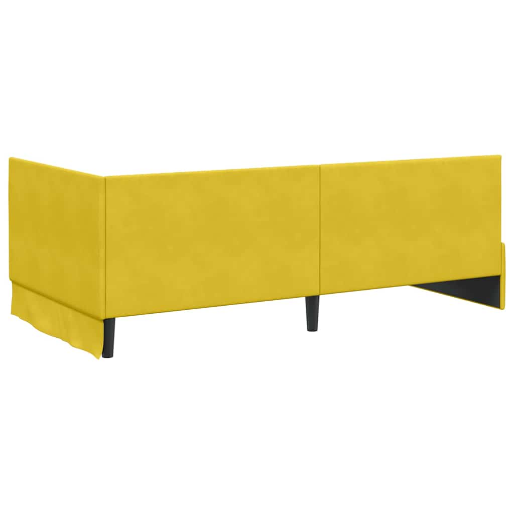 Eckbettgestell mit Kopfteil Gelb 100 cm x 200 cm Samt
