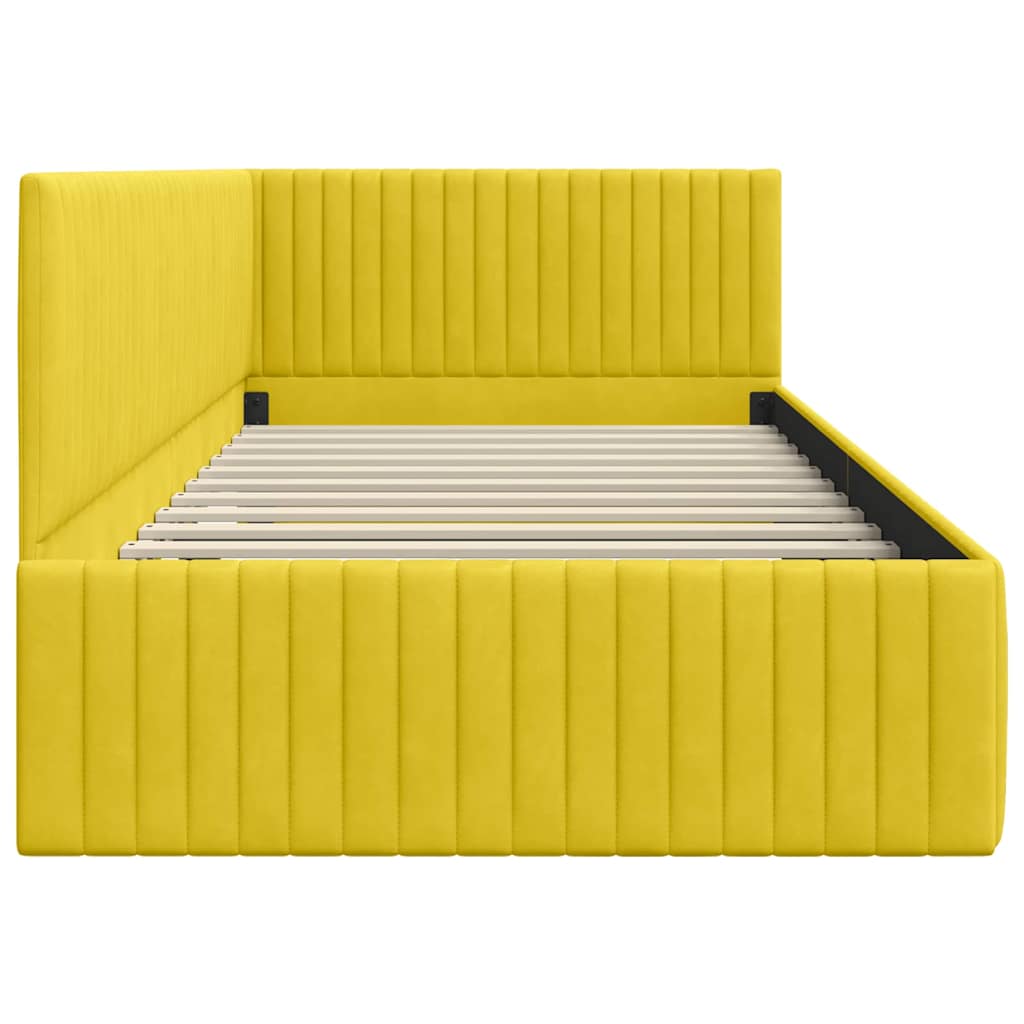 Eckbettgestell mit Kopfteil Gelb 100 cm x 200 cm Samt