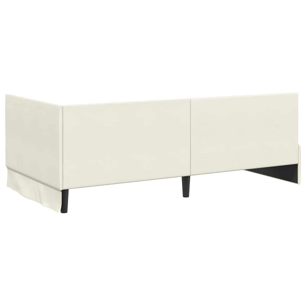 Eckbettgestell mit Kopfteil Creme 100 cm x 200 cm Samt
