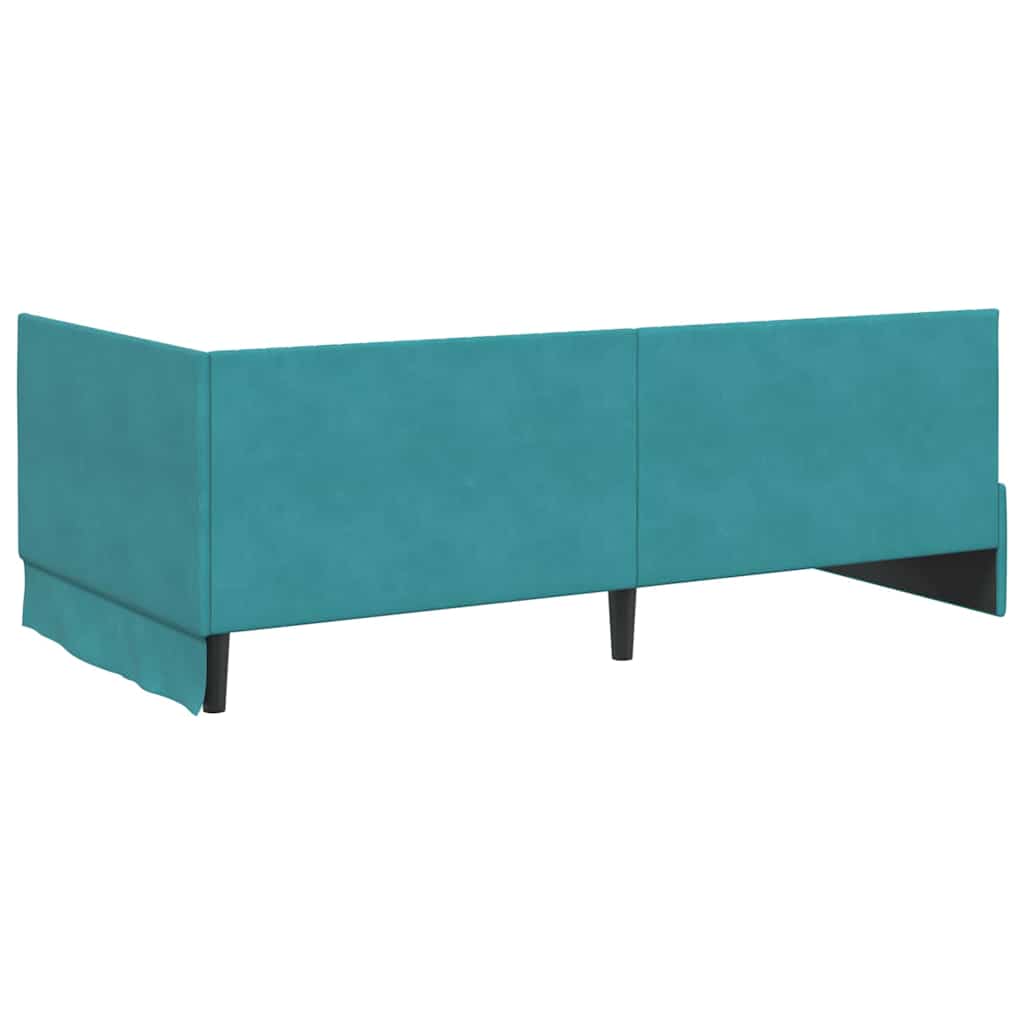 Eckbettgestell mit Kopfteil Türkis 100 cm x 200 cm Samt