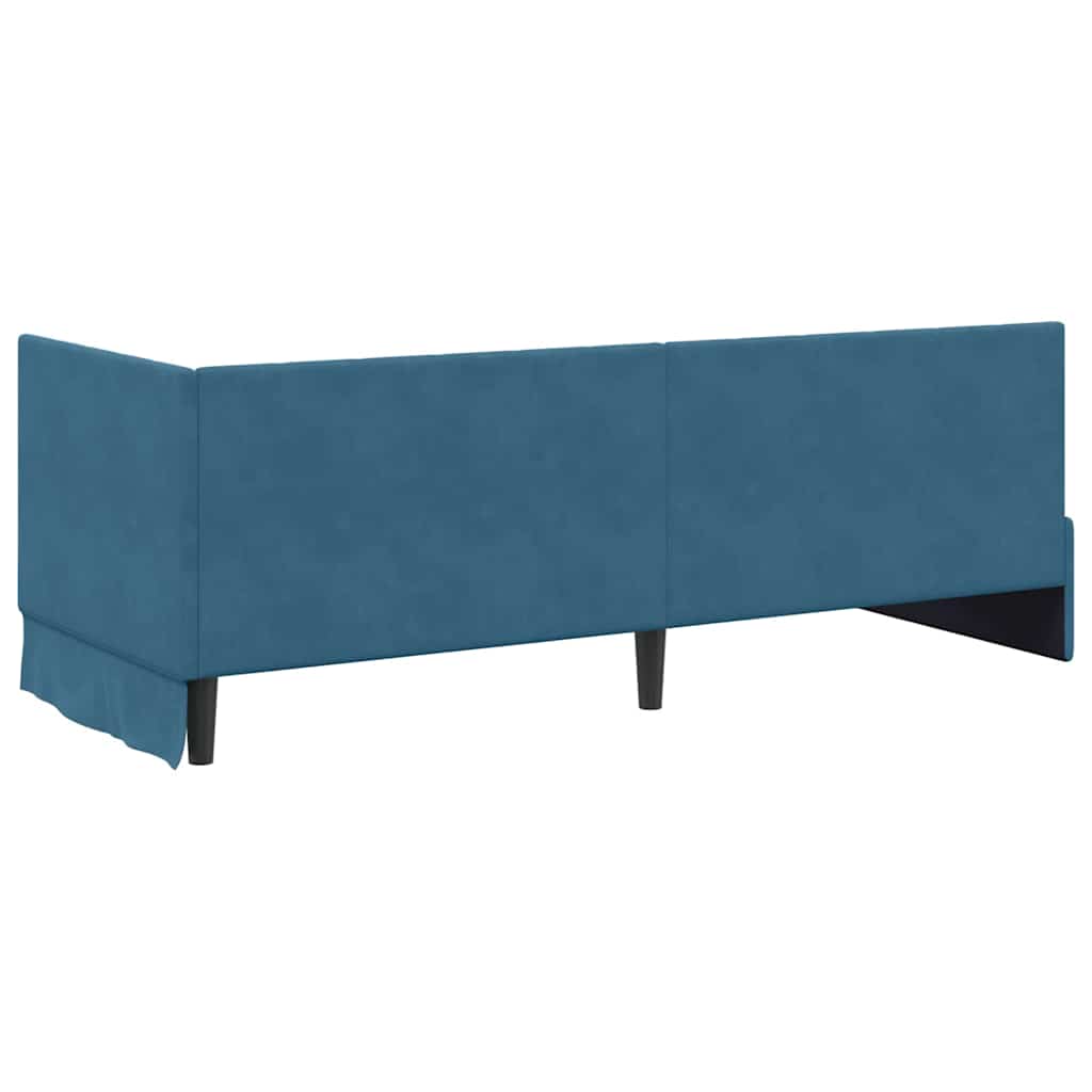 Eckbettgestell mit Kopfteil Blau 80 cm x 200 cm Samt