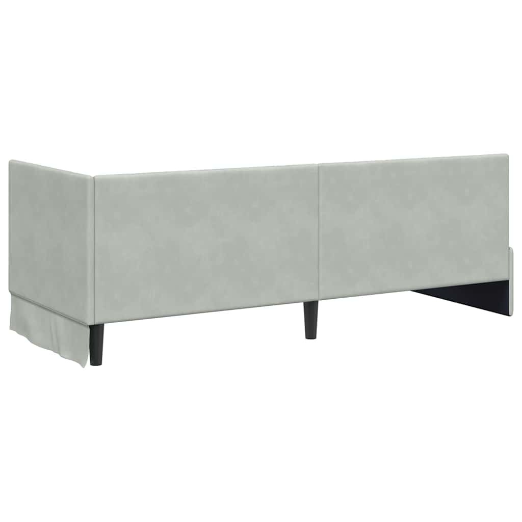 Eckbettgestell mit Kopfteil Hellgrau 80 cm x 200 cm Samt