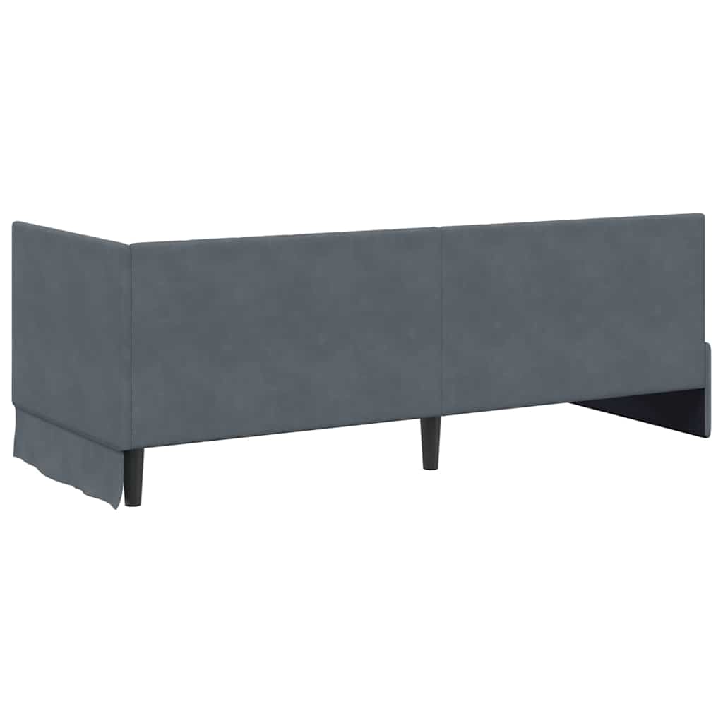 Eckbettgestell mit Kopfteil Dunkelgrau 80 cm x 200 cm Samt