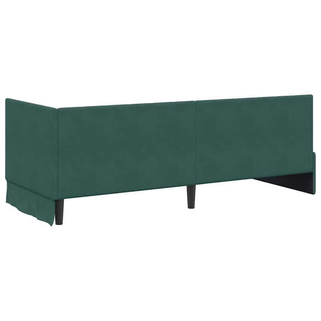 Eckbettgestell mit Kopfteil Dunkelgrün 80 cm x 200 cm Samt