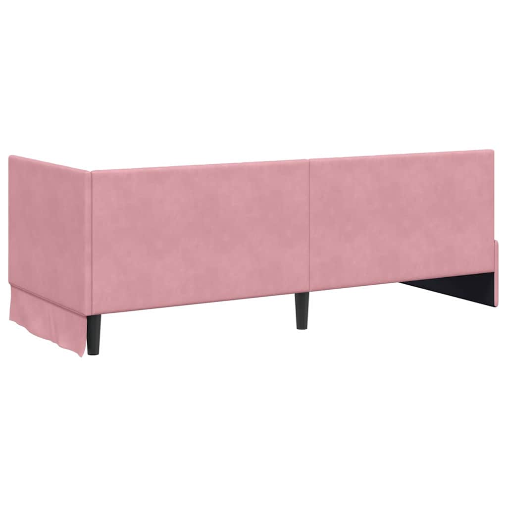 Eckbettgestell mit Kopfteil Rosa 80 cm x 200 cm Samt
